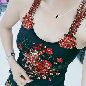 เสื้อกั๊กไนต์คลับแขนกุดสายเดี่ยวสำหรับผู้หญิงเสื้อกล้ามออกงานปาร์ตี้ชุดกระโปรงยาวประดับด้วยพลอยแวววาวแวววาว - Product Image 1