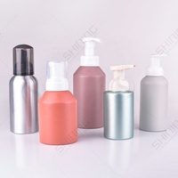 Botol sampo Aluminium kosong cetak kustom pengiriman cepat botol perawatan rambut 66*180mm 300ml 400ml 500ml botol busa Aluminium 250ml
