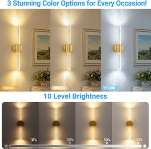 Modern Gold Lamps Home Decor Luxury Rechargeable Magnetic <strong>Wall</strong> Sconces Remote Touch Control 3CCT <strong>Dimmable</strong> Crystal <strong>Wall</strong> <strong>Lights</strong> - Product Image 3