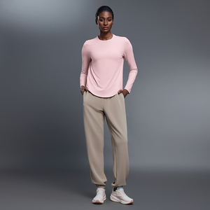 Camiseta de manga larga atlética transpirable para mujer, cuello redondo, Top de Yoga, puños elásticos, ropa de gimnasio de secado rápido, cómoda - Product Image 6