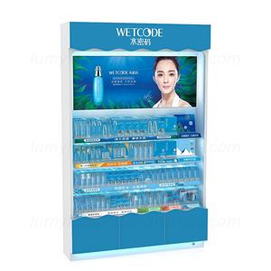Vitrine en bois illuminée sur pied avec éclairage LED, présentoir pour cosmétiques et soins de la peau avec étagères pour magasin de vente au détail de produits de beauté - Product Image 2