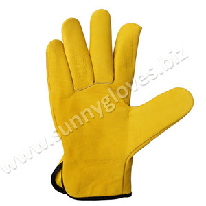 Jaune En Cuir De Sécurité Conducteur Gants - Product Image 5
