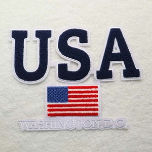 Patch personnalisé de haute qualité pour vêtements, motif drapeau américain en chenille, thermocollant, vente en gros, pour décoration de vêtements - Product Image 1