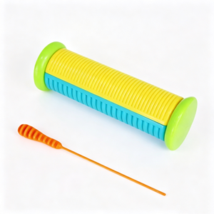 Guiro en plastique coloré très populaire avec bâtonnet, instrument Orff, grattoir fileté, grattoir grenouille, jouet instrument de musique - Product Image 1