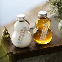 Bouteille de thé au lait ou thé froid jetable de 500 ml en forme de gourde avec couvercle perforé, style calligraphie chinoise traditionnelle, pour emporter