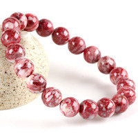 Bracelets en pierre de sang de poulet rouge naturelle de haute qualité, perles de cinabre, vente en gros