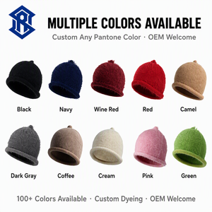 Bonnet d'hiver en mohair tricoté avec bord roulé, logo personnalisé OEM/ODM, broderie 3D, idéal pour les voyages - Product Image 4