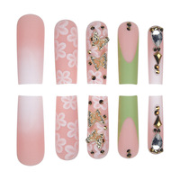 Presse sur les ongles français de pointe en gros presse de luxe sur les ongles boîte d'emballage logo personnalisé 3d presse sur les ongles faits à la main