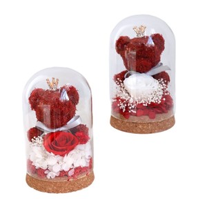 Regalo Creativo, Oso de Flores Eternas con Cubierta de Cristal y Rosa Real para el Día de la Madre, San Valentín y Cumpleaños - Product Image 6