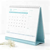Calendrier de table en papier personnalisé imprimé directement par l'usine OEM, 2027, couverture rigide, planificateur de bureau, emballage en boîte cadeau pour les entreprises