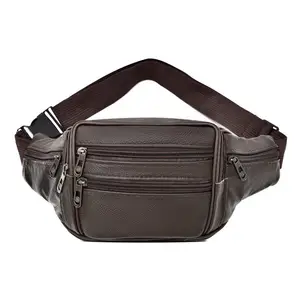 Mens da đen đi bộ đường dài du lịch Pouch PURSE vành đai unisex nhiều túi vui gói Eo Túi