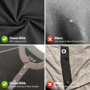 Chemise Henley à manches courtes pour homme, 100% coton, respirante, décontractée, haut d'été, manches raglan, boutons sur le devant - Product Image 3