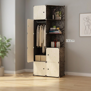 Portable Extendable DIY Convertible Modern Cube Closet Plastic <b>Wardrobe</b> <b>Foldable</b> Bedroom Furniture for Hotel Use - Product Image 3