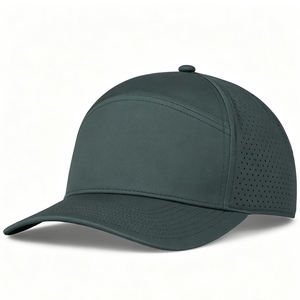Wholesale Laser Cut Perforated Baseball Cap Custom Logo Quick‑Dry Performance Fabric 5 Panel Structured Unisex Golf Sports <b>Hat</b> - Product Image 1
