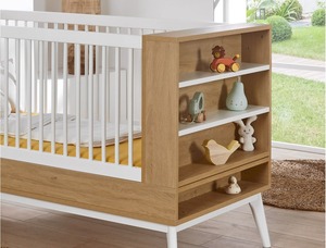 Culla per Neonati e Bambini in Legno <span class=keywords><strong>Bianco</strong></span> di Lusso, Moderna ed Ecologica, con Spazio di Archiviazione, per Soggiorno e Camera da Letto - Product Image 2