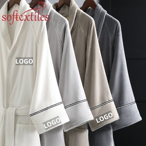 Peignoir en coton pour hôtel et spa, peignoir unisexe en velours coupé, peignoir de luxe personnalisé pour hommes et femmes - Product Image 1