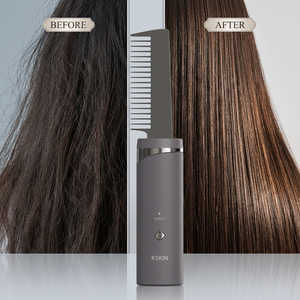 Peigne lisseur électrique KSKIN gris, ions négatifs soniques pour cheveux crépus, usage domestique - Product Image 1