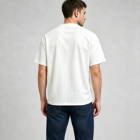 Chemises à boutons à rayures blanches personnalisées, manches courtes, col en V, coupe oversize, streetwear, coupe régulière, t-shirts respirants pour hommes