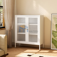 Meuble de rangement moderne en métal avec portes vitrées, buffet blanc pour bar à domicile, usage en ferme, gain de place, écologique, cuisine