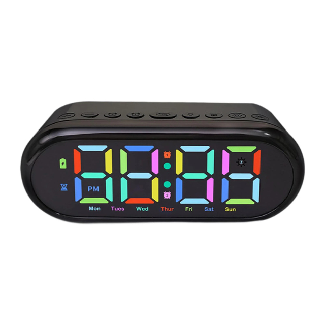 High-End RGB Luminous Alarm Clock Fashionable LED Light Digital Display Projection Home/Office Desktop Electronic Clock Plug-In