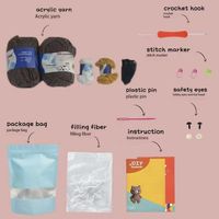 Kit de matériel pour poupée au crochet DIY en forme d'ours brun à rayures blanches, cadeau pour les amateurs de loisirs créatifs, poupée au crochet pour la décoration de la maison