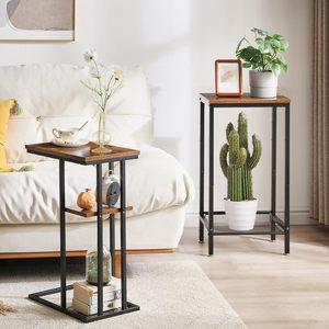 Retro Style Iron Wood <b>Side</b> <b>Table</b> With <b>Storage</b> For Bedroom Living Room - Product Image 4