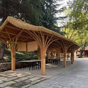 Bamboo Outdoor Pavilion Chinese Style Arches Pergola Decorative Resting Area Diameter 4-7M Manual Crafted - Product Image 1