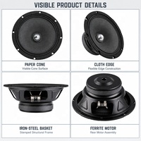 Haut-parleur de voiture OEM personnalisé de 8 pouces, woofer PA pour médiums et basses, 4 ohms 100W, fabrication ODM, marques audio automobiles, approvisionnement en gros, MOQ 500 paires