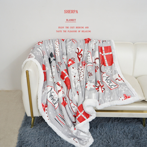 Manta de tiro de Navidad manta peluda gris decorativa suave y acogedora manta de Sherpa para Navidad vacaciones hogar cama sofá silla - Product Image 2