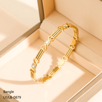 Bracelet Cœur Creux en Zircon Plaqué Or 18K en Acier Inoxydable 304/316, Style Tendance et Élégant, Idéal Cadeau pour Femme