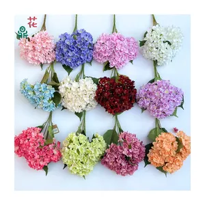 Conjunto de flores artificiais para decoração de paisagens de casamento, hortênsias e borboletas de neve, flores artificiais para casa, lindas flores de seda, com cinco cabeças