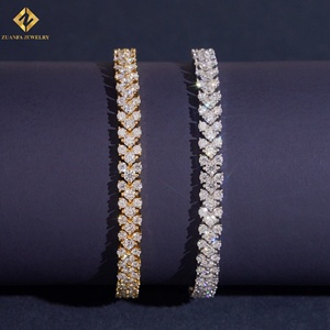Pulsera Clásica de Moissanita con Cadena Tipo Tenis, Regalo, Plata 925, Baño de Oro 18K, Corte Brillante Redondo, Engaste de Garras, Joyería para Mujer - Product Image 3