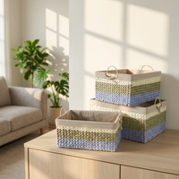 Boîtes en papier colorées, boîtes de rangement en papier doublées de rotin, paniers de rangement pour enfants, paniers à linge, paniers à collations