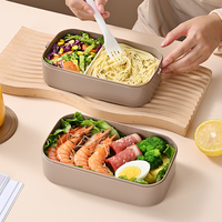 Boîte à lunch portable étanche en acier inoxydable 304, boîte à bento à 2 compartiments, boîte à lunch à double couche avec sac pour adulte