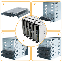 ZhenLoong 3X5,25 pulgadas a 5X3,5 "Adaptador SATA SAS HDD Cage Rack Caja de disco duro de 5 bahías con tornillos sin intercambio en caliente