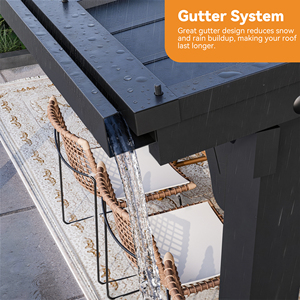 Pérgola Moderna <span class=keywords><strong>de</strong></span> Aluminio para Exteriores <span class=keywords><strong>de</strong></span> 12x6 pies con Techo Rígido, Parrilla, Estantes Laterales, Ganchos, Abrebotellas y Techo Inclinado Metálico - Product Image 4