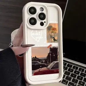 Funda de teléfono de diseño Popular paisaje rosa caramelo para iPhone 15 Pro Max 14 13 12 11 XS XR personalidad esmerilada a prueba de golpes