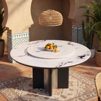 Table basse moderne en pierre naturelle, ensemble de table à manger en marbre pour villa, mobilier de salon, table à manger ronde en ardoise
