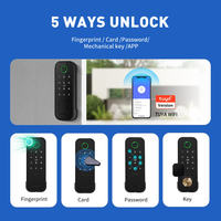 Serrure de porte intelligente pour maison connectée, Tuya Wifi, empreinte digitale, mot de passe, carte, clé, étanche, pour appartement