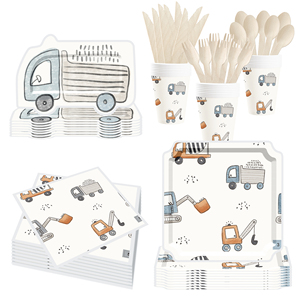 Ensemble de vaisselle de fête DAMAI, best-seller, personnalisable sur le thème des camions, vaisselle jetable pour fête d'enfants, assiette en papier, gobelet, serviette - Product Image 2