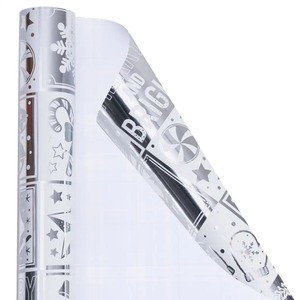 Rollo de Papel de Regalo Metalizado Reciclable Personalizado de Navidad, Impresión Digital Ecológica de una Sola Cara - Product Image 1