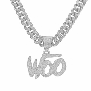 Proveedor Verificado OEM, Collar de Cadena Cubana con Colgante Grande con Iniciales, Chapado en Oro/Plata, Joyería Hip Hop - Product Image 5