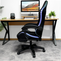 Chaise de jeu RGB à dossier haut en cuir PU, chaise de jeu vidéo pivotante à 360°, chaise d'e-sport inclinable avec haut-parleur Bluetooth