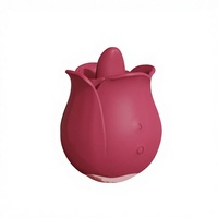 Valentinstag Geschenk Liebhaber Mini Klitoris-Sauger Rosenförmig USB Aufladbar IPX7 Wasserdicht 9 Frequenzen Vibrator Rot
