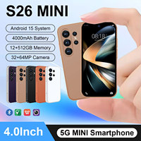 Téléphone portable de rechange S26 MINI, écran HD 4,0 pouces, 12 Go + 512 Go, 5G, double SIM, emplacement pour carte TF, 4000 mAh, déverrouillage facial, smartphone Android de poche