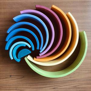 Blocs de construction <span class=keywords><strong>en</strong></span> bois massif <span class=keywords><strong>arc</strong></span>-<span class=keywords><strong>en</strong></span>-<span class=keywords><strong>ciel</strong></span> pour enfants, 12 couleurs, ensemble de blocs éducatifs pour les enfants de 0 à 24 mois, jouets empilables, marque Xc - Product Image 2