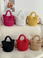 Sac à bandoulière seau ajouré durable pour femme, édition limitée vintage, nouveau design été 2026, idéal pour le quotidien et les trajets