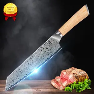 10% de desconto logotipo personalizado punho de madeira, faca de 8 polegadas aço damasco gyuto messer vg10 cuchillo kiritsuke com caixa