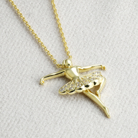 Collier tendance en argent sterling 925 plaqué or 18 carats avec zircon, motif ballerine, par Grace Jewelry Manufacturer
