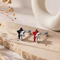 Piercing Labret en Acier Chirurgical 316L avec Émail Goutte d'Étoile Artistique Effet Fondant, Bijou de Lèvre et Boucles d'Oreilles à Dos Plat pour Hélix Tragus 16G